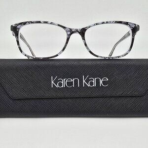 Karen Kane Petites Night Owl Black Pattern Rhinestone Eyeglasses Frame w/ Case